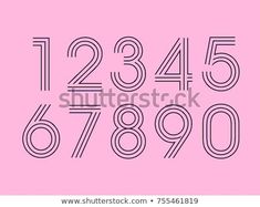 numbers and numerals in the style of lines on a pink background with space for text