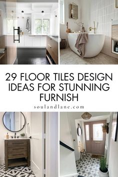 four different bathroom designs with the words 29 floor tiles design ideas for stuinnish