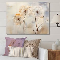 a living room scene with focus on the dandelions