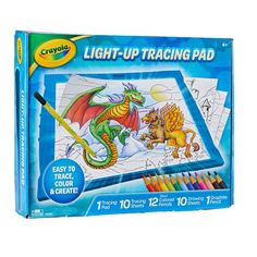 the crayon light - up drawing pad is in its box