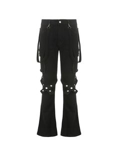 Detachable Strap Ankle Flare Black Cargo Jeans Preppy Punk, Jeans Online Store, Gothic Pants, Street Y2k, Vintage Preppy, Jeans Y2k, Low Waist Jeans, Jeans Cargo, Bodycon Floral Dress