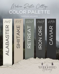 the color palette for mountain rose city is shown in black, white, and gray