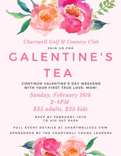 a valentine's tea party with pink flowers and greenery