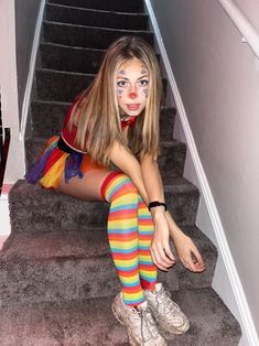 Clown Homemade Costume, Creepy Clown Halloween Costumes, Cute Creepy Clown Costume, Quick Clown Costume, Matching Clown Costume, Closet Clown Costume, Easy Halloween Clown Costumes, At Home Clown Costume, Clown Costume Aesthetic Outfit