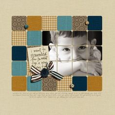 a child's face is shown in the middle of a collage of squares