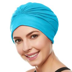 This Turban style swim cap is made of 100 % polyester with a pvc plastic liner inside which keeps the water and chlorine from your hair. It is available in one adult size. It features pleats on pleats all around with an extra wide rubber headband. unlike other swim caps this one got lots of room inside for your hair. It is soft, comfortable and easy to slip on and off perfect for hours of pool and beach time. Keep your hair from getting damaged with this turban style swim cap available in 6 colo Girls Long Shorts, Long Short Hair, Short Hair Blue, Head Turban, Shower Slippers, Bathing Cap, Bags Pattern, Hair Wrap Scarf, Long To Short Hair