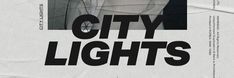 an advertisement for city lights featuring a woman with headphones on her ears and the words, city lights