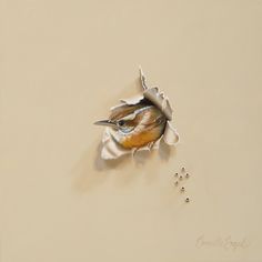 Carolina Wren Trompe-l'oeil Bird Oil Painting by Camille E… | Flickr Bird Oil Painting, 3d Paintings, Carolina Wren, Hole In The Wall, Faux Painting, Wren, Birds Painting, Bird Art, Painting Inspiration