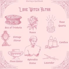 the love witch altar is shown in pink