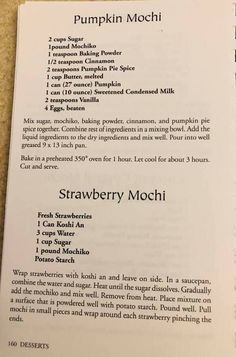 an open book with instructions on how to make pumpkin mochi