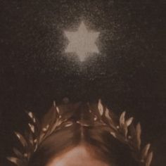 a painting of a woman with a crown on her head and stars above her head