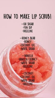 Make Lip Scrub, Diy Skin Care Recipes, Lip Scrubs, Basic Skin Care Routine, Diy Body Care, Diy Scrub, Perfect Skin Care Routine