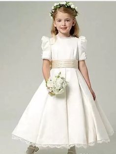 A-Line Ankle Length Flower Girl Dress First Communion Girls Cute Prom Dress Satin with Sash / Ribbon Royal Style Fit 3-16 Years 2023 - US $69.99 Cute Prom Dress, Prom Dress Satin, Vintage Flower Girls, Long Flower Girl Dresses, Satin Flower Girl Dress, Cheap Flower Girl Dresses, Ivory Flower Girl, Girls Dresses Online, Style Royal