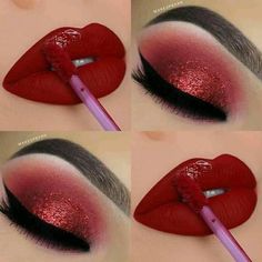 Red Quince Makeup, Bold Lipstick Makeup, Professional Eye Makeup, Nusrat Jahan, Eye Makeup Images, Bold Lipstick, Valentines Day Makeup, Eye Makeup Pictures, Eye Makeup Steps