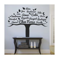 a family tree wall decal with names on it