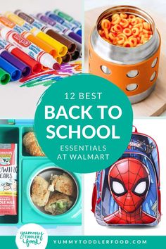 School Gear Including Lunchbox and Backpack. With Text Reading: 12 Back-to-School Essentials for Kids. Best Lunch Bags, Back To School Essentials, Lunch Bags, School Essentials