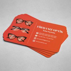 three business cards with sunglasses on them