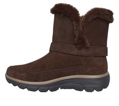 Simply step into the season with effortless cozy comfort wearing Skechers Hands Free Slip-ins Relaxed Fit Easy Going - Dreamers Move. Designed with our exclusive Heel Pillow , this boot features a 3M Scotchgard treated suede upper with faux-fur trim and lining, wrapped buckle detail and a cushioned Skechers Air-Cooled Memory Foam insole. | Skechers Women's Slip-ins Relaxed Fit: Easy Going - Dreamers Luxe Vibes Boots | Medium Width | Skechers Hands Free Slip-ins for an easy fit | Exclusive Heel P Skechers Women, Comfort Wear, Easy Going, Fur Trim, Comforters Cozy, New Product, Effortless Style, Memory Foam, Faux Fur