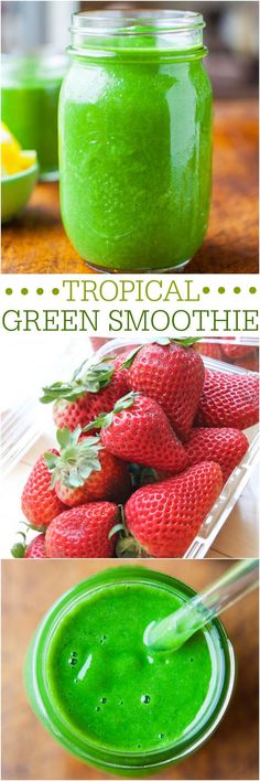 green smoothie with strawberries and lemons in it