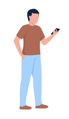 Man holding mobile phone semi flat color vector character. Editable figure. Full body person on white. Online chatting simple cartoon style illustration for web graphic design and animation Person Holding Phone, Holding Phone Reference, Man Holding Phone, Animated Person, Simple Vector Art, Person Animation, Vector Character Illustration, Man Animation, Mobile Cartoon