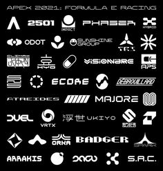 the logos for various brands are shown in black and white