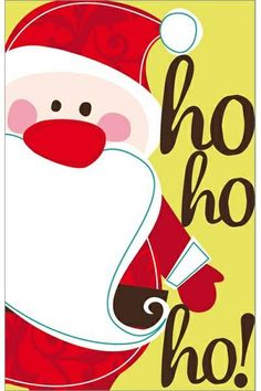 a christmas card with a santa clause holding a book and the words ho hoo on it