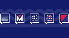 the mad mex logo is shown in five different colors and shapes, including red, white, blue, and green