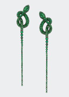 Stefere White Gold Tsovorite Earrings from The Snake Collection - Bergdorf Goodman Green Diamond Earrings For Evening, Formal Tsavorite Earrings Fine Jewelry, Luxury Green Sterling Silver Diamond Earrings, Green Sterling Silver Luxury Diamond Earrings, Luxury Green Diamond Earrings In Sterling Silver, Serpentine Jewelry, Jewellery Sketch, Lana Jewelry, Snake Jewelry