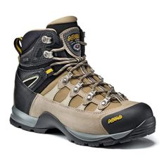 a pair of hiking boots on a white background