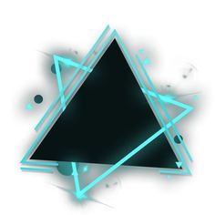 an abstract triangle with blue and green lines on it's sides, against a white background