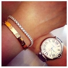 CARTIER love the love gold bracelet and Cartier watch Buy Cartier Love Bracelet on Sale! http://brandedjewelleryuk.com Gideon Cross, Bracelet Cartier, Bracelet Tennis, Cartier Panthere, Cartier Jewelry, Cartier Watch, Jewellery Uk, Cartier Love, Hobart