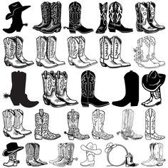 an image of cowboy boots and hats