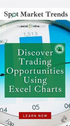 a close up of a clock with the words discovery trading opportunity using excel chart on it