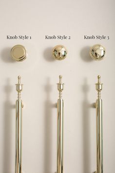 four different types of handles and knobs on a wall