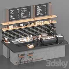 an image of a coffee shop setting with menus on the wall and bar stools