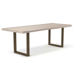 a wooden table with metal legs on an isolated white background for use as a design element