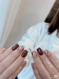 Balayage, Nail Art Designs 2024 Trend, Nail Art Brown, Uñas Color Cafe, Glitter Toe Nails, Spring Break Nails, Small Nails, Maroon Nails