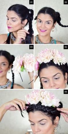 Tutorial Frida Kahlo Frida Kahlo Costume Diy, Freida Kahlo Costume, Frida Kahlo Halloween, Freida Kahlo, Karneval Diy, Mexican Hairstyles, Halloween Make-up Looks, Frida Kahlo Style, Halloween Makeup Looks