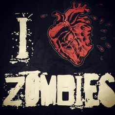 i heart zombies t - shirt on black background