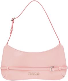 Jacquemus: Pink Le Chouchou 'Le Bisou Ceinture' Bag | SSENSE Jacquemus Bag Pink, Baby Pink Bag, Light Pink Bag, Light Pink Purse, Pink Bags, Jacquemus Bag, Luxury Bags Collection, Pink Shoulder Bag, Girly Bags