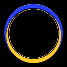 a blue and yellow circle on a black background