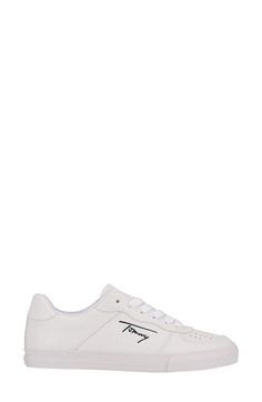 Find TOMMY HILFIGER Laguna Sneaker on Editorialist. Color-pop branding stands out on an all-white sneaker that will keep your casual ensembles looking fresh. Synthetic upper/textile lining/synthetic sole Imported Pop Branding, All White Sneakers, Aesthetic Shoes, Sneakers White, White Sneaker, Color Pop, Top Brands, Tommy Hilfiger, Branding