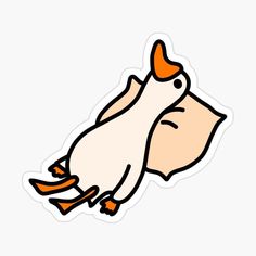 an orange and white bird sticker on a white background with the words, i'm