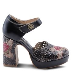 Estilo L`Artiste: Debbihary


 Modernos zapatos Mary Jane con detalles de rosas en relieve y parte superior de cuero recortado con correa ajustable en el tobillo sobre un talón forrado en cuero.


 Superior de cuero


 Forro: Sintético


 Plantilla: Sintética


 Suela: Caucho


 Cierre: Hook&Loop


 Altura del Tacón: 4"


 Altura de la plataforma: 1 "


 Características:


 - Plantilla Acolchada, Ajustable, Pintada a Mano, Premium


 Descargo de responsabilidad: los productos L'Artiste están he Mary Jane Shoes Black, Zapatos Mary Jane, Spring Step Shoes, Wrap Heels, Chic Leather, Mary Jane Pumps, Jane Shoes, Artist Style, Trendy Style