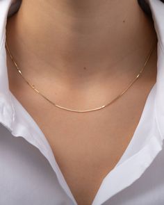 14k gold large box chain | Zoe Lev Every Day Gold Necklace, Gold Box Chain Necklace, Minimalist Chain Necklace, Gold Snake Chain Necklace, Simple Chain Design, Simple Neck Chains Gold, Minimalistic Gold Jewelry, Snake Necklace Gold, Simple Chains Gold