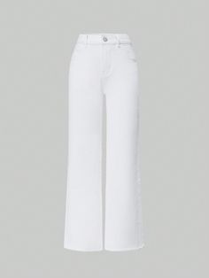 White  Collar  Denim Plain Skinny Embellished High Stretch  Tween Girls Clothing Coquette Fits, White Jeans Girls, 13 Year Girl, Preppy Pants, Teen Pants, Pants Ideas, White Jeans Outfit, Cute Pants, Girl Vintage