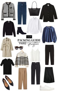 7 Days In Paris Outfit, New York Capsule Wardrobe Spring, Paris Outfits Ideas Spring, European Spring Travel Outfits, Outfits To Wear In Paris Springtime, 54321 Packing Spring, Paris Spring Outfits 2023, Pack For London Spring, Packing For Nyc Spring