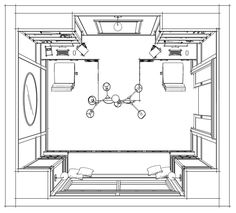 an overhead view of a bathroom with the toilet and sink in one corner, shower on the other