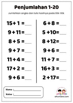 the printable worksheet for numbers 1 - 20