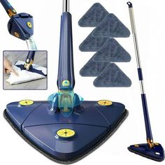 the vacuum is being used to clean the floor with it's attachments and cleaning tools